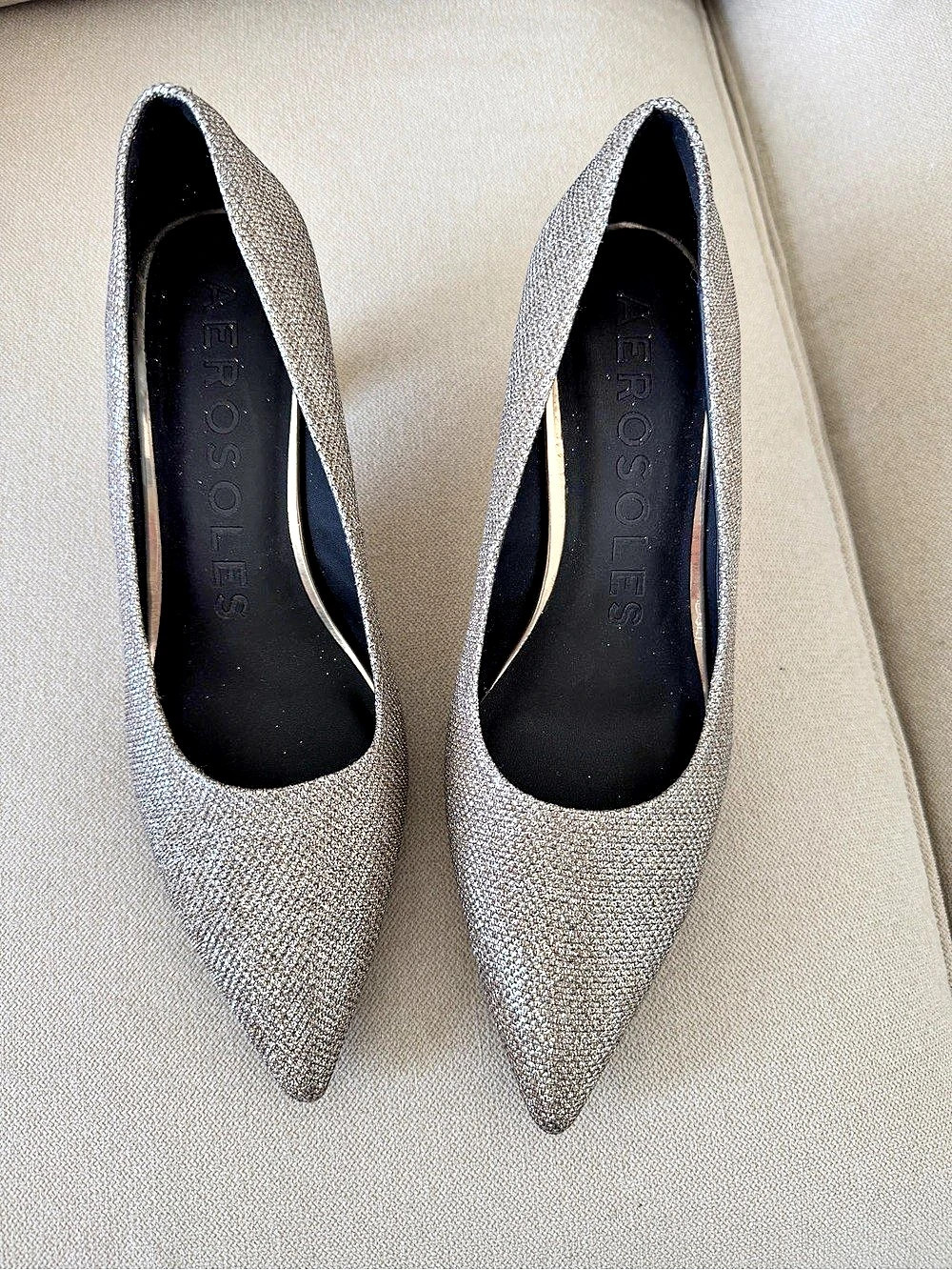 Aerosoles Jerry Pointed Toe Pump Heels Gold 8.5M